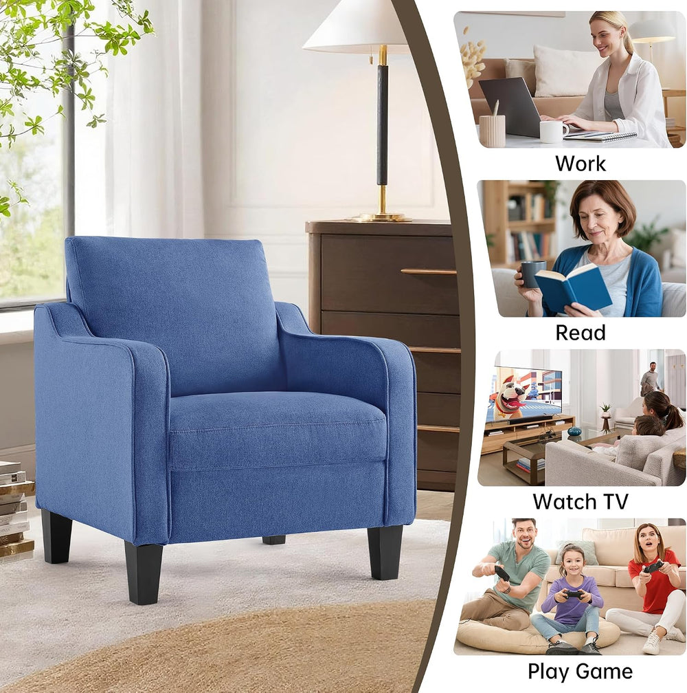 Mid-Century Modern Accent Chair, Living Room Chair, Comfy Reading Armchair, U...