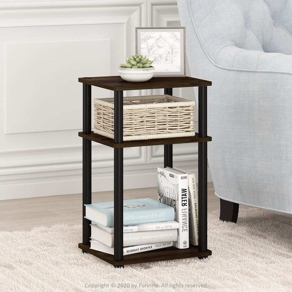 Furinno JUST Toolless 3-Tier Side Table, Open Shelf, Columbia Walnut