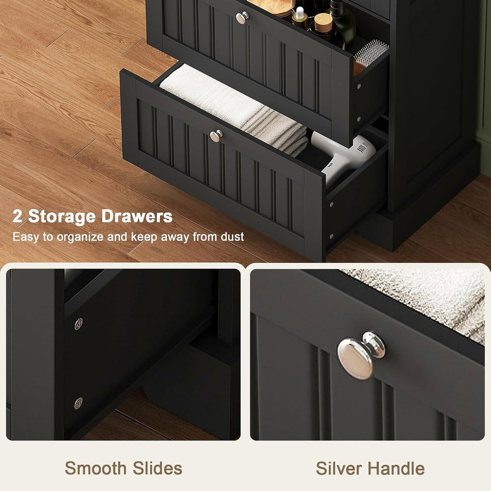 Treocho Bathroom Floor Cabinet with 2 Drawers and Adjustable Shelf