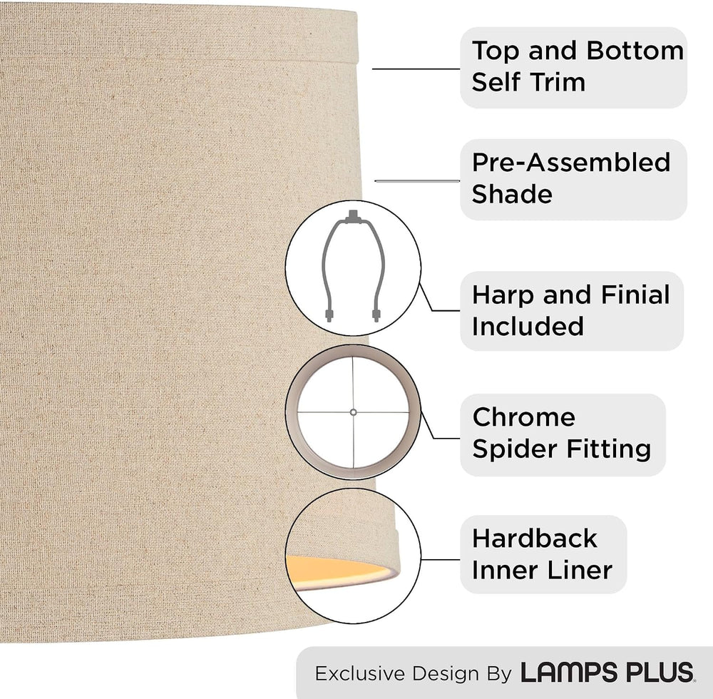 Pre-Assembled Marlee Large Taupe Linen Drum Shade 15x16x11 (Spider)