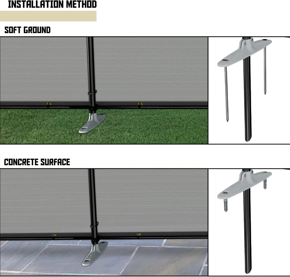 TANG 5'x24' Outdoor Privacy Screen FreeStanding, 220GSM Mesh Fencing ...
