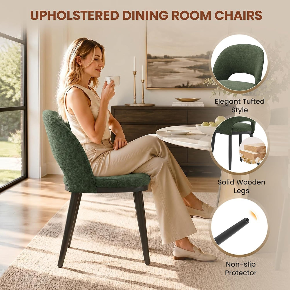 Upholstered Dining Chairs Set of 2, Modern Fabric Kitchen & Dining Room C...