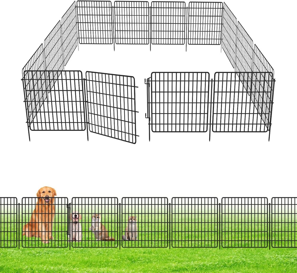 10 Panels Garden Fencing Animal Barrier with Lock, 24 in(H) X 20 Ft(L) Dog Fe...
