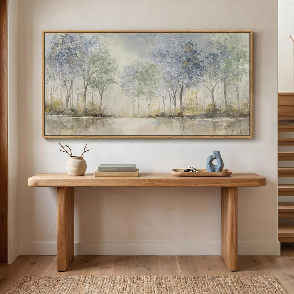 Framed Abstract Neutral Forest Landscape Wall Art for Living Room, 60x30 In