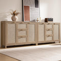 SICOTAS 52 Inch Rattan Sideboard Buffet Storage Cabinet with 3 Drawers