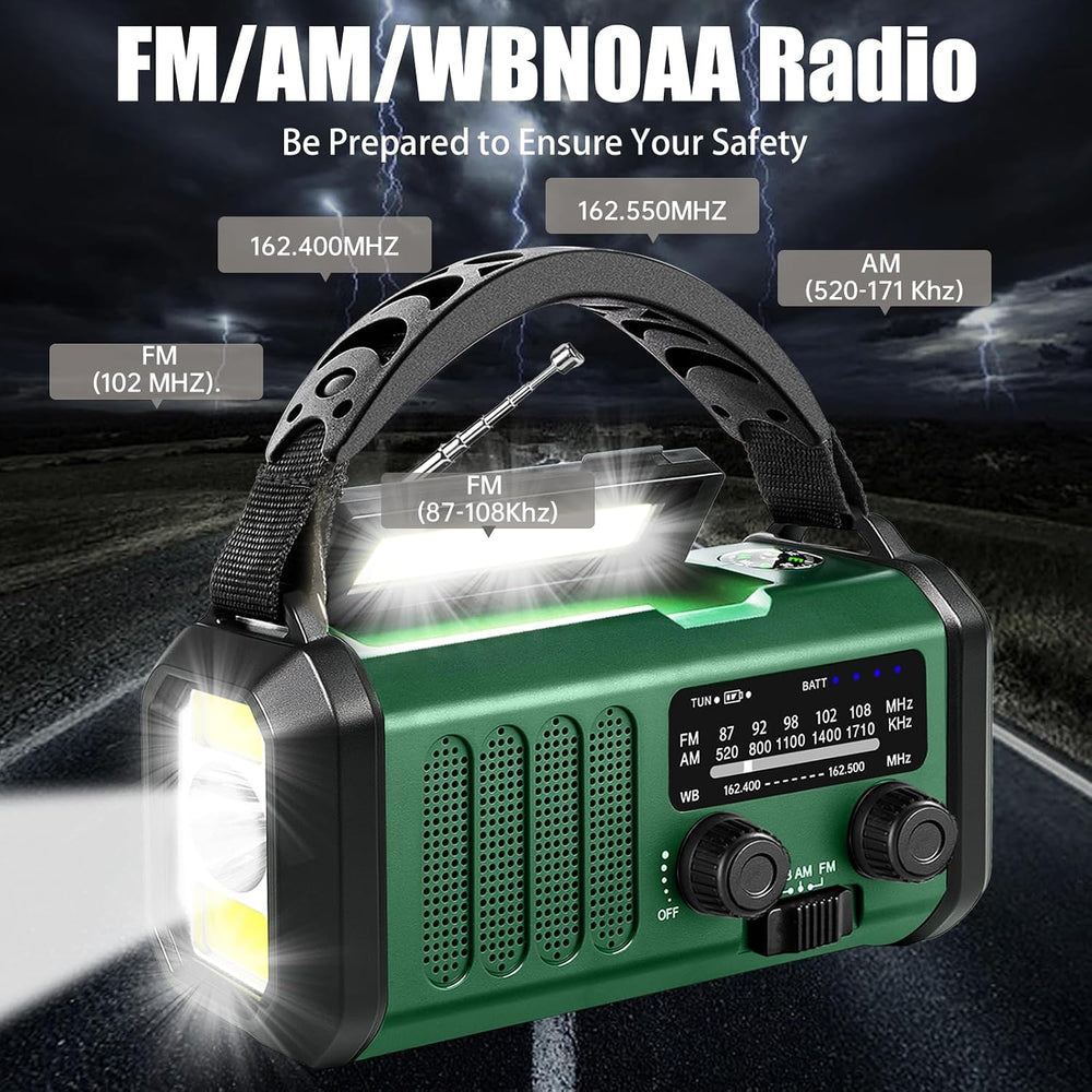 QAUYYW Hand Crank Solar Emergency Radio,74000mWh NOAA AM FM Weather Radio