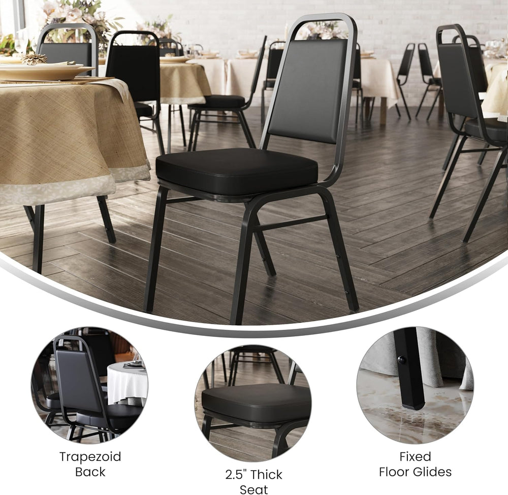 Flash Furniture Hercules Trapezoidal Back Stackable Banquet Chair, Black