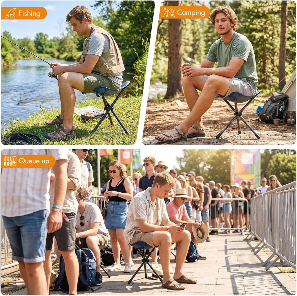 Portal 2 Pack Tall Folding Tripod Stool Portable Tripod Chair for Outdoor Camping
