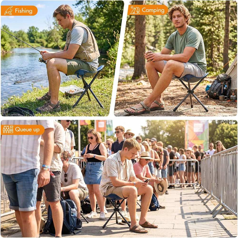 Portal Tall Folding Tripod Stool Portable Tripod Chair for Outdoor Camping