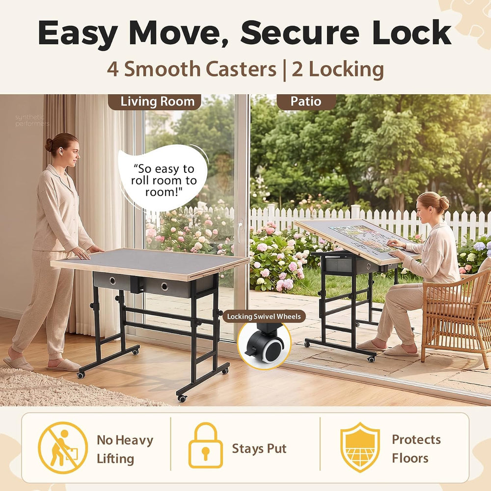 BuilderButler Puzzle Table 1500 Pieces with Wheels, Drawers & Cover, 33.5...