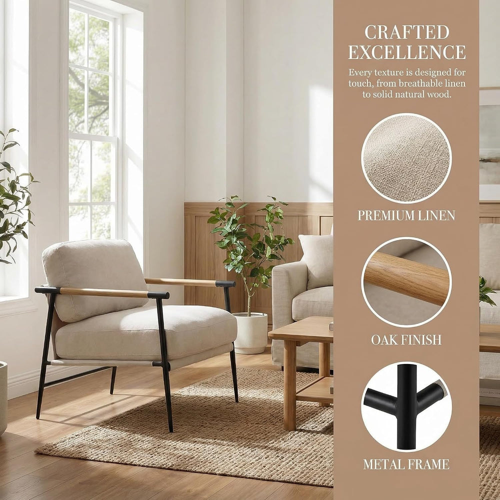LukeAlon Beige Chenille Accent Chairs Set of 2 Modern Bedroom Chairs