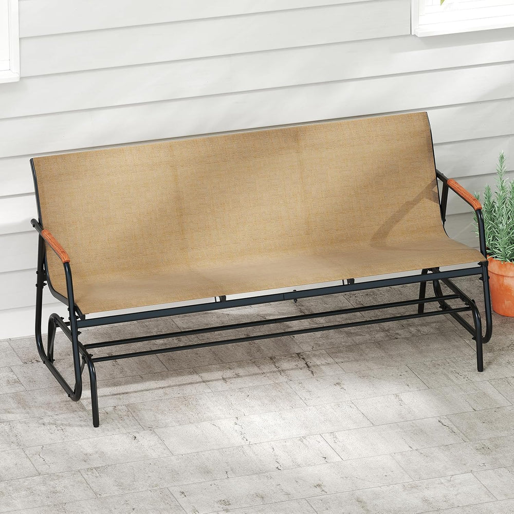 Tangkula 3-Person Outdoor Glider Bench, Patio Gliding Loveseat with Breathabl...
