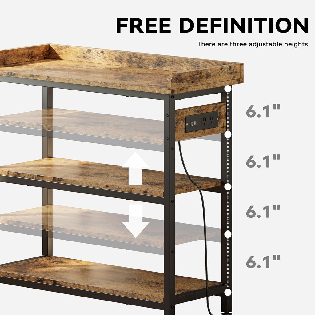 IRONCK Console Table with Power Outlet, One Piece Top, Sofa Table 32"