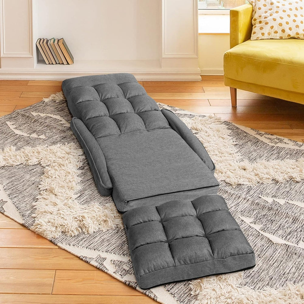 GIANTEX Folding Floor Chair with 6-Position Adjustable Backrest (Grey)