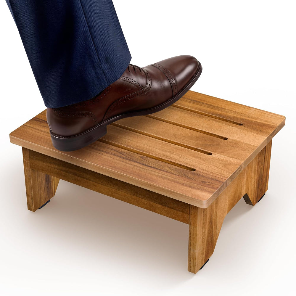 TIDITA 6.5" Wooden One Step Stool for Adults, 300 lb Capacity, No Assembly