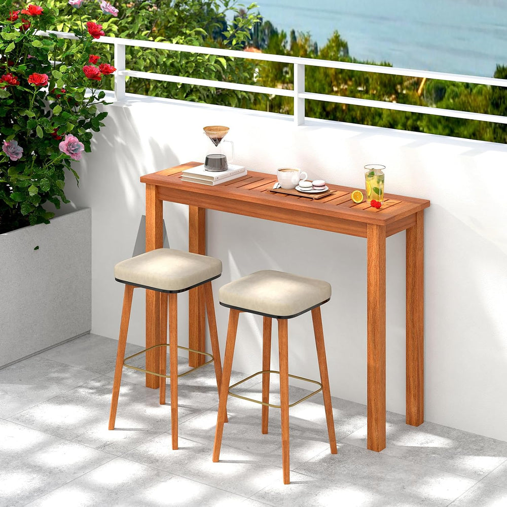 Tangkula Narrow Outdoor Solid Wood Dining Table