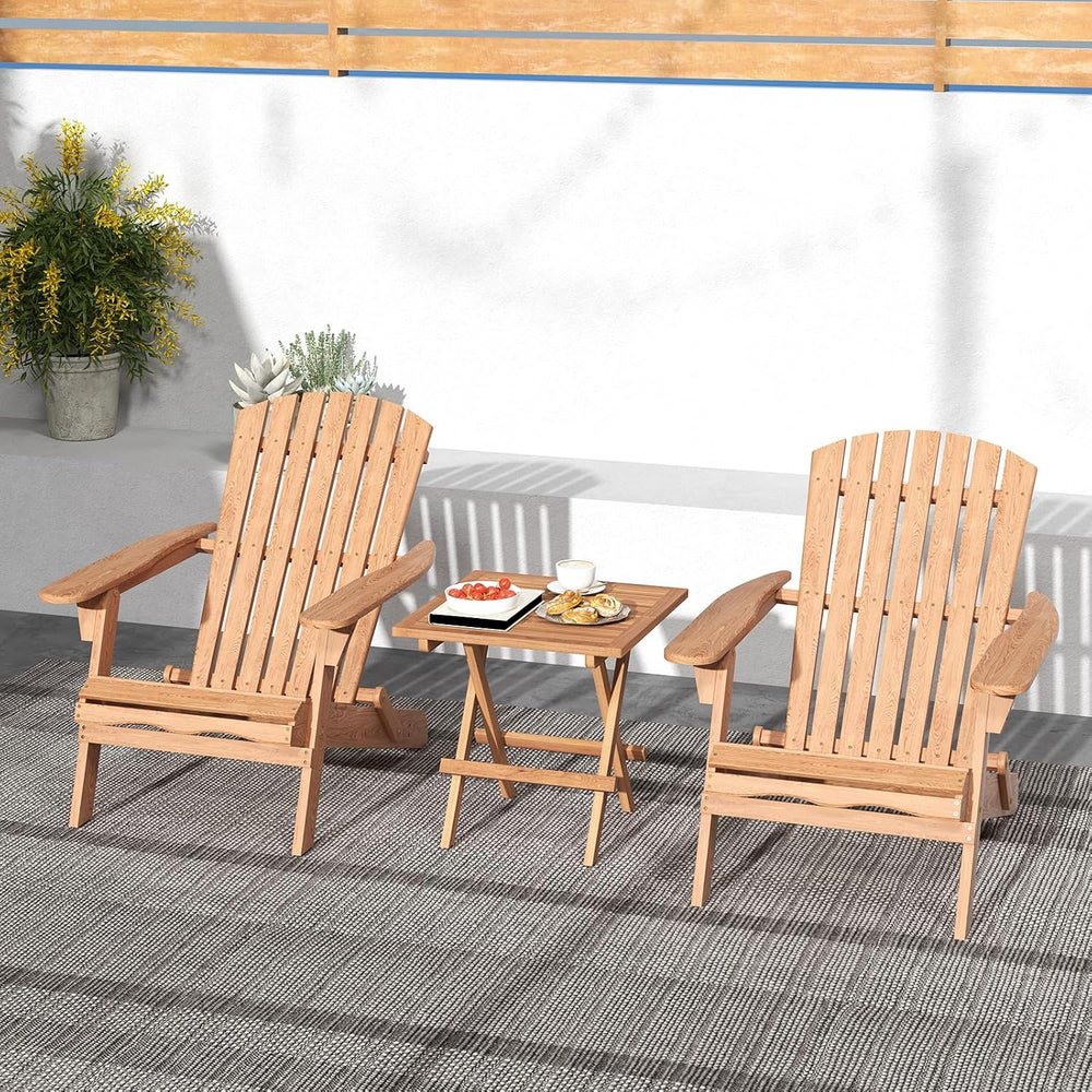 Tangkula Patio Folding Side Table, Teak Wood Square End Table with Slatted Ta...
