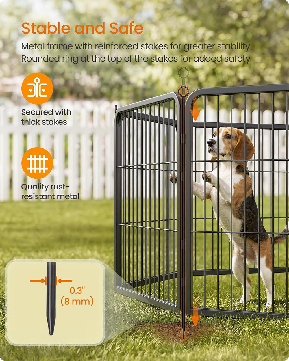 Feandrea 8-Panel Dog Playpen, 67 x 67 x 40 Inch, Ink Black