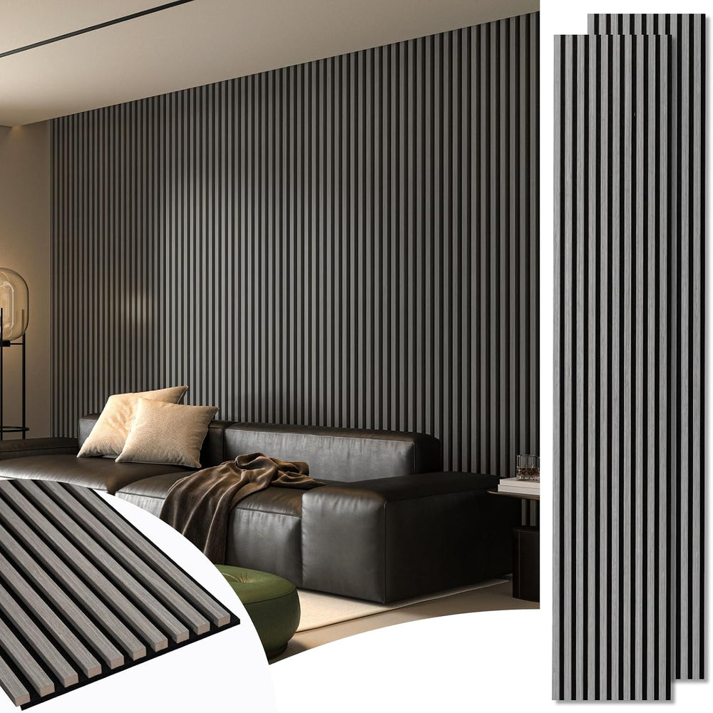 Art3d 3D Fluted Soundproof Wood Textured Slat Wall Panel, 2-Pack, Smoky Oak