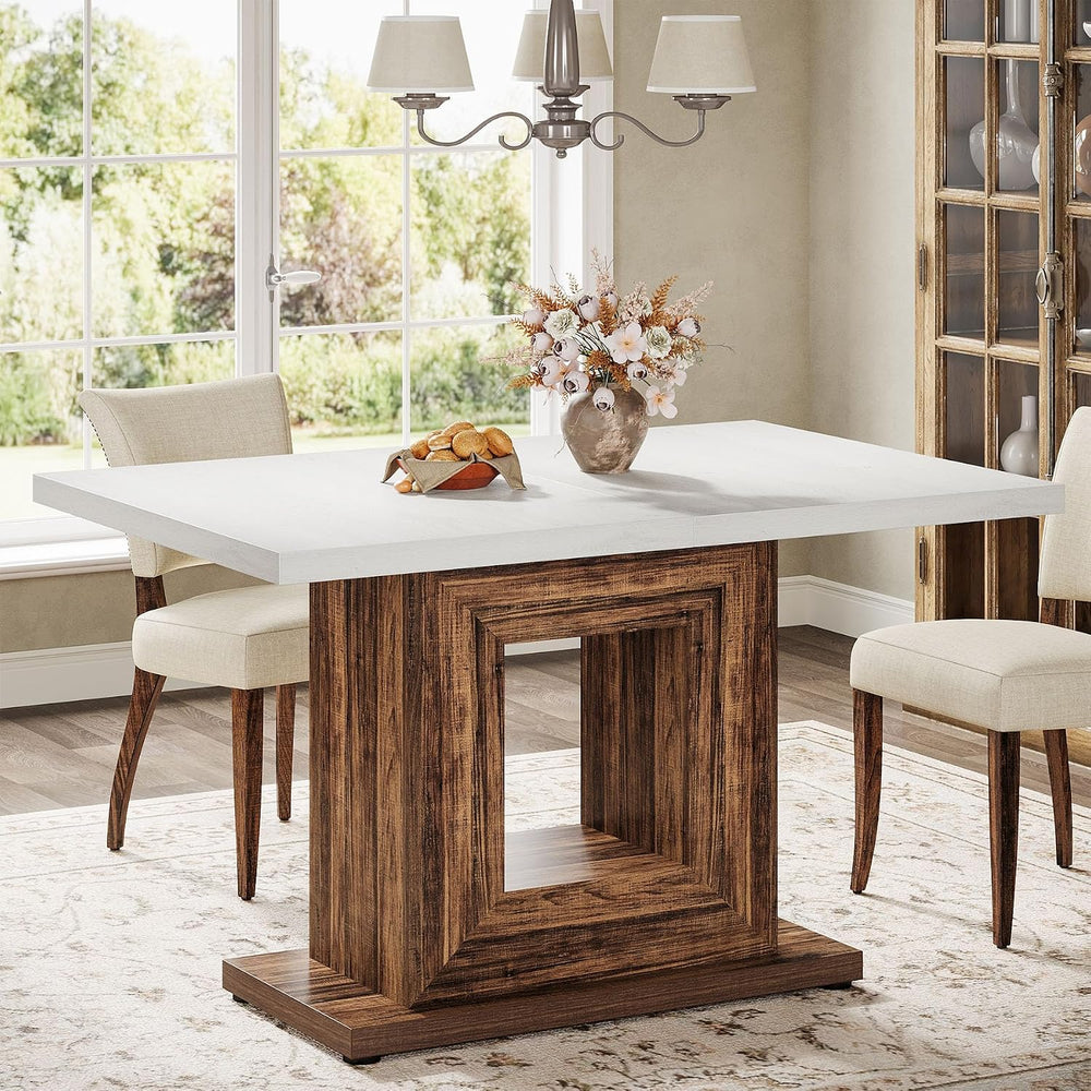 Tribesigns 47-Inch Farmhouse Dining Table for 4, White Kitchen Dinner Table w...