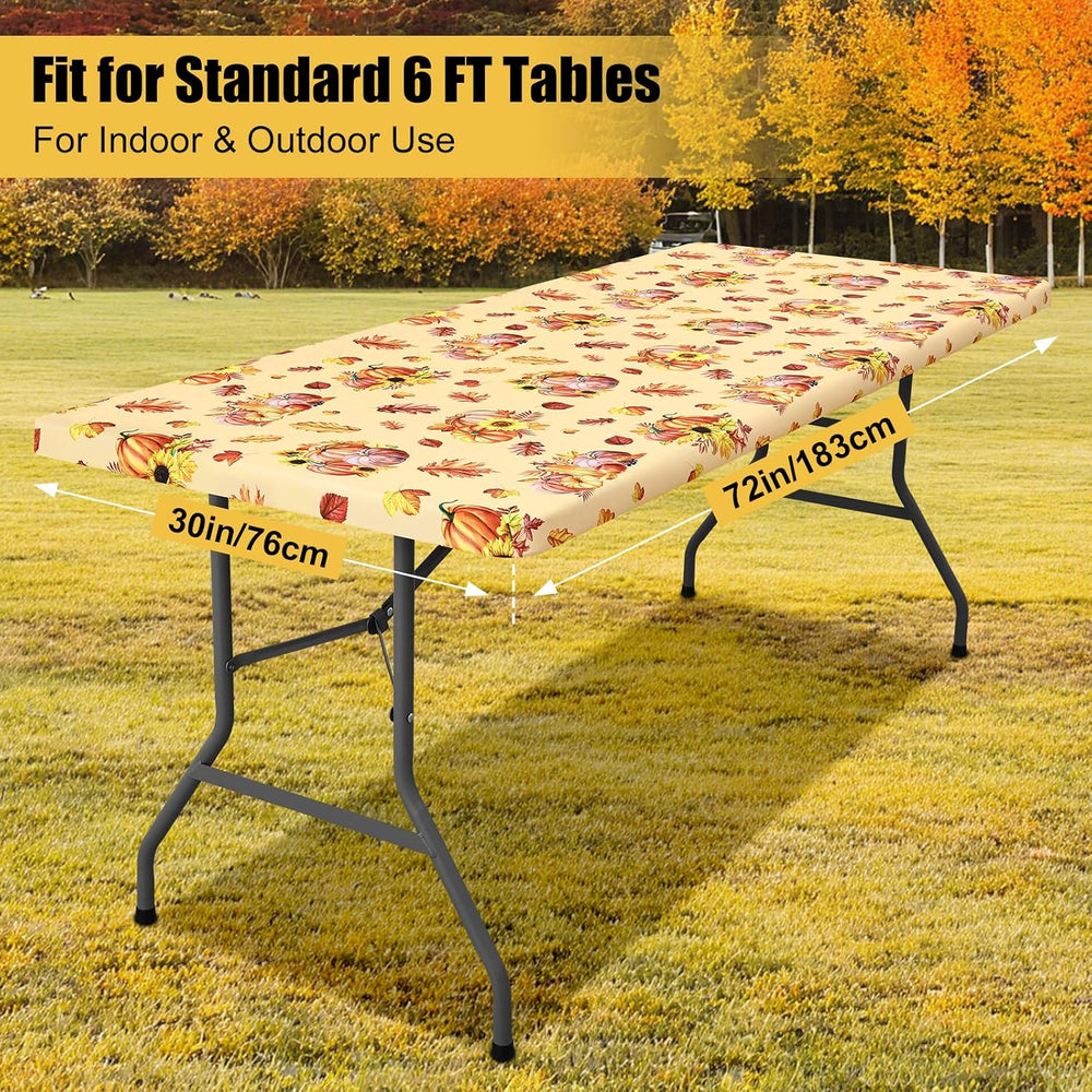 Smiry 2 Pack Elastic Fitted Polyester Tablecloths for 6 Foot Tables
