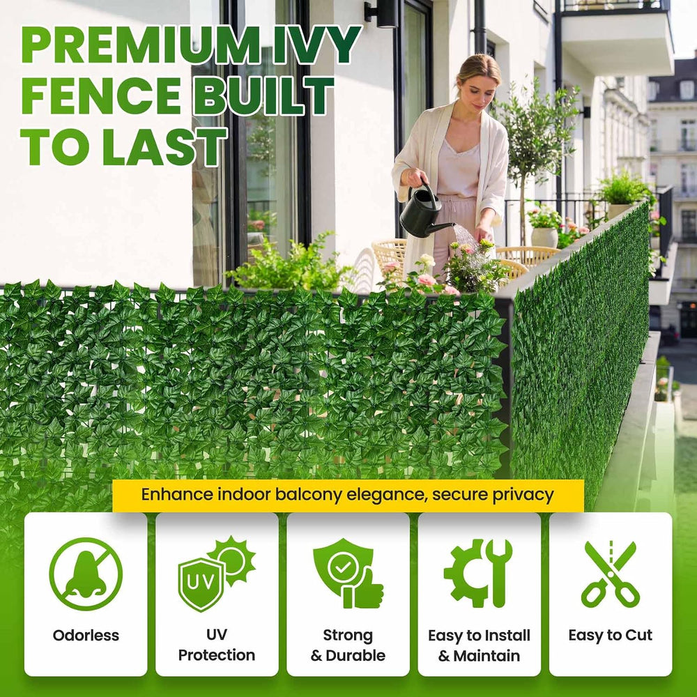 KASZOO 240"x40" Artificial Ivy Privacy Fence Screen - UV-Anti Breat...