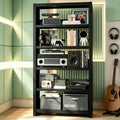 5 Tier AV Media Stand, 69.3" Tall Media Shelf with Display Storage Shelves