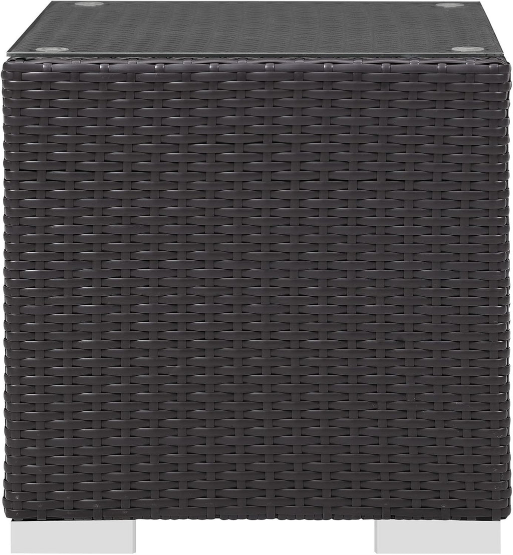 Modway Convene Wicker Rattan Outdoor Patio Side Table in Espresso