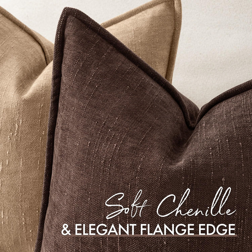 MIULEE Euro Fall Decorative Throw Pillow Covers 24x24 Brown Textured