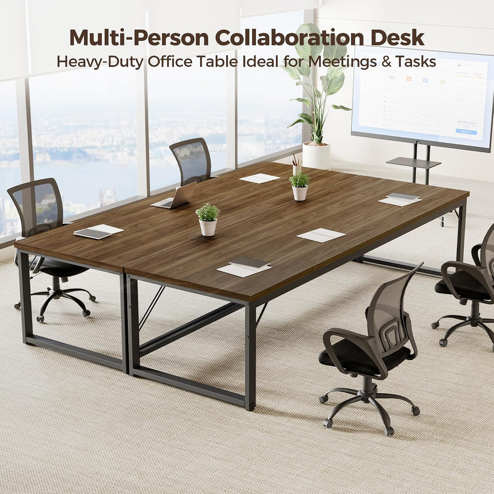 Mericonia 63 Inch Computer Desk, 1" Thick Large Office Table, Walnut