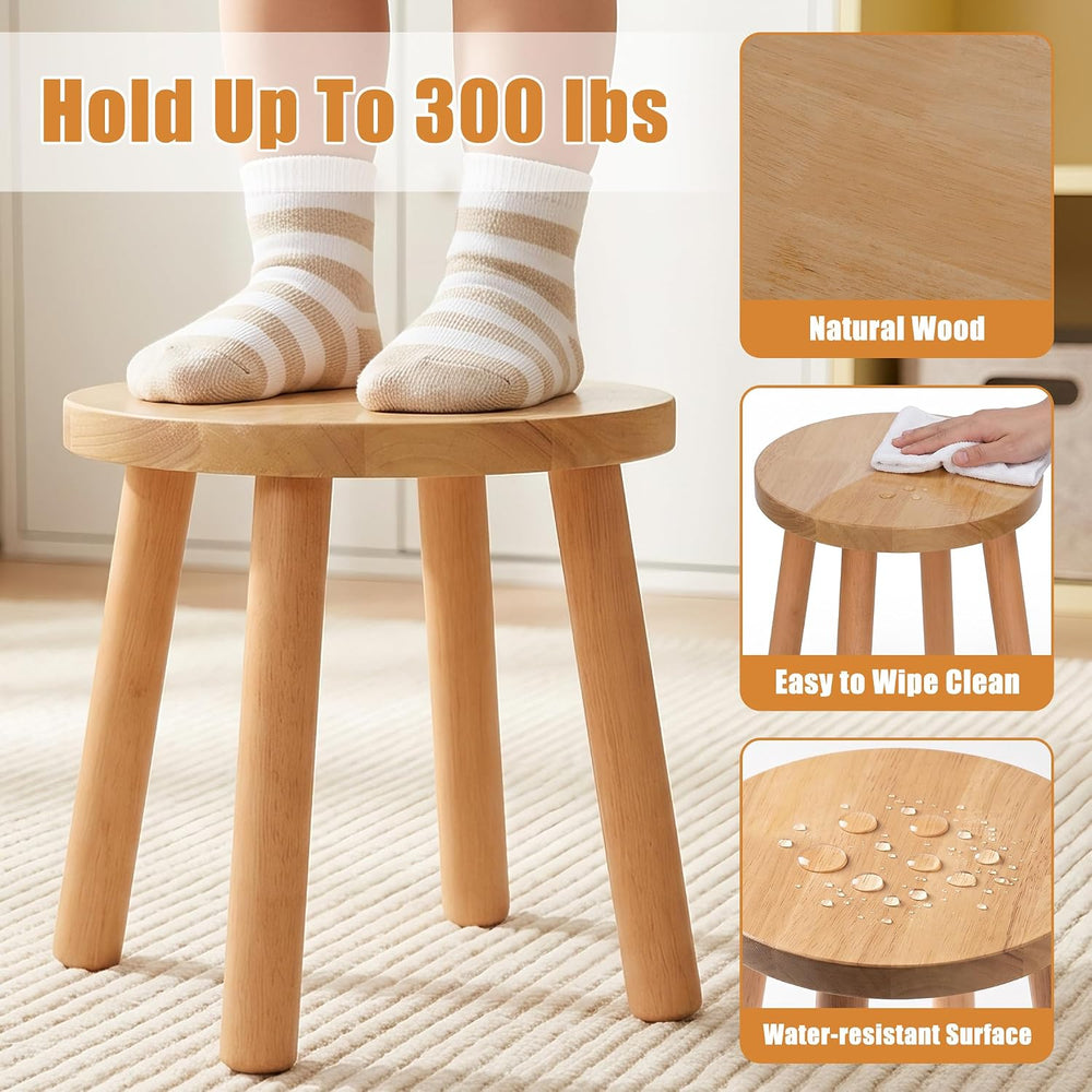Solid Wooden Stool, Plant Stand,Step Stool,Small Round Stool,Walnut,11.8" H