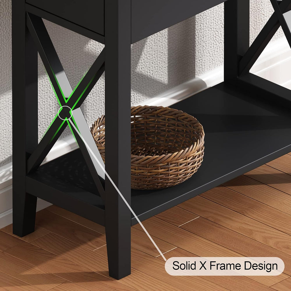 ChooChoo End Table, Flip Top Narrow End Table with Drawer