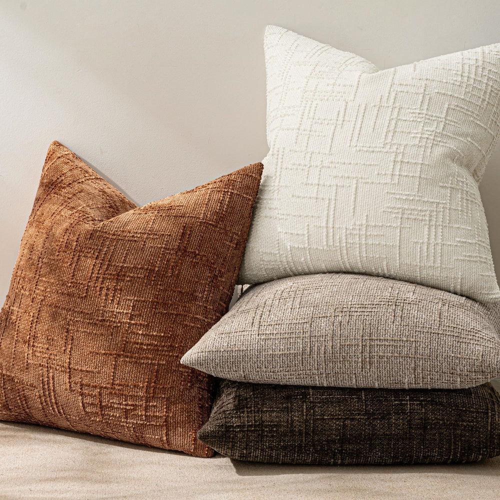 MIULEE Texture Chenille Decorative Throw Pillow Covers Brown 18x18