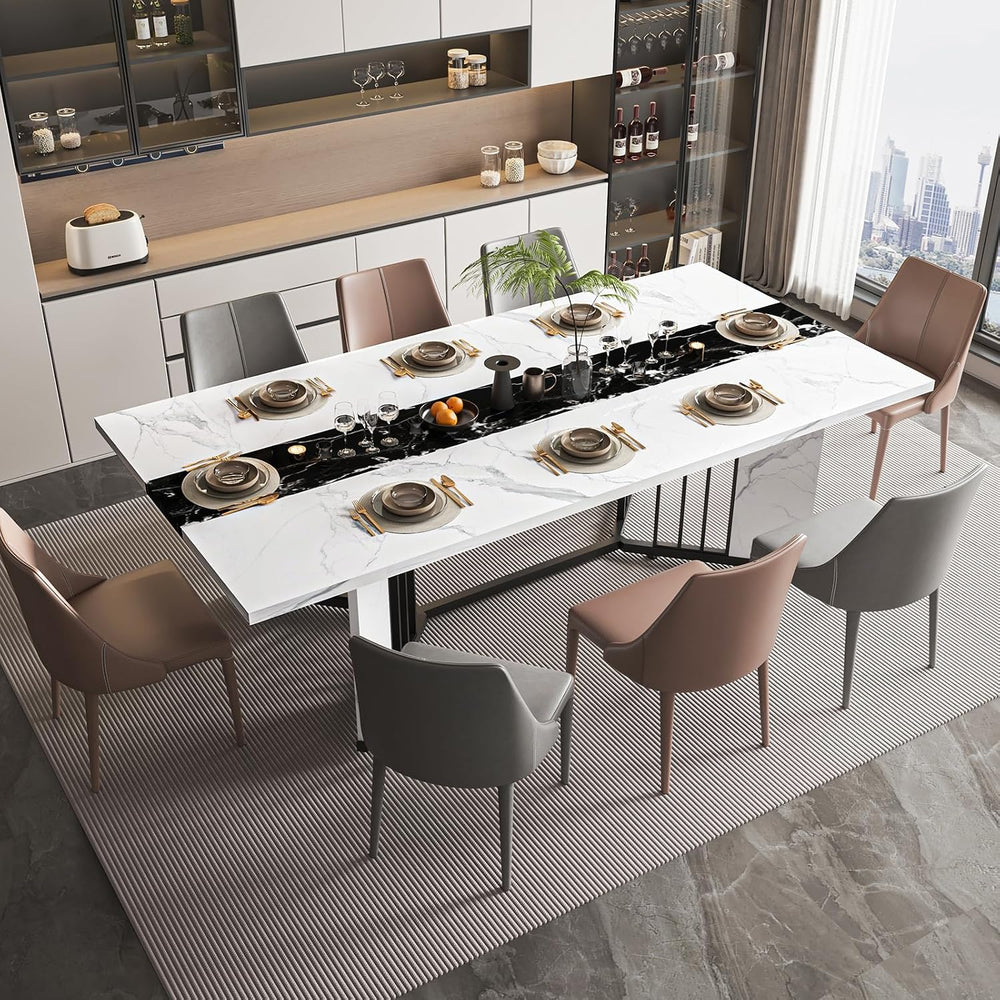 71inch Dining Table for 6-8 People, Large Rectangular Wood Kitchen Table with...