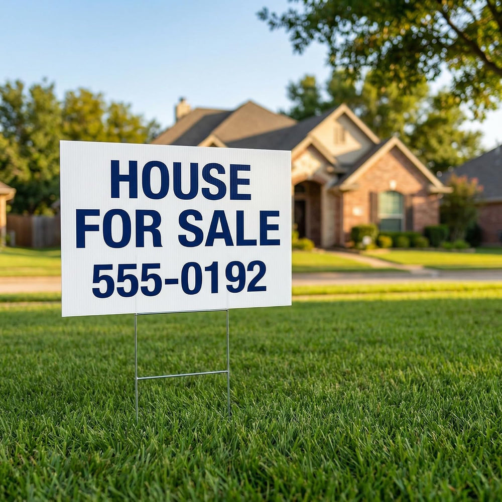 10 Large Blank Yard Signs with Stakes 18 x 24",Corrugated Plastic Lawn S...