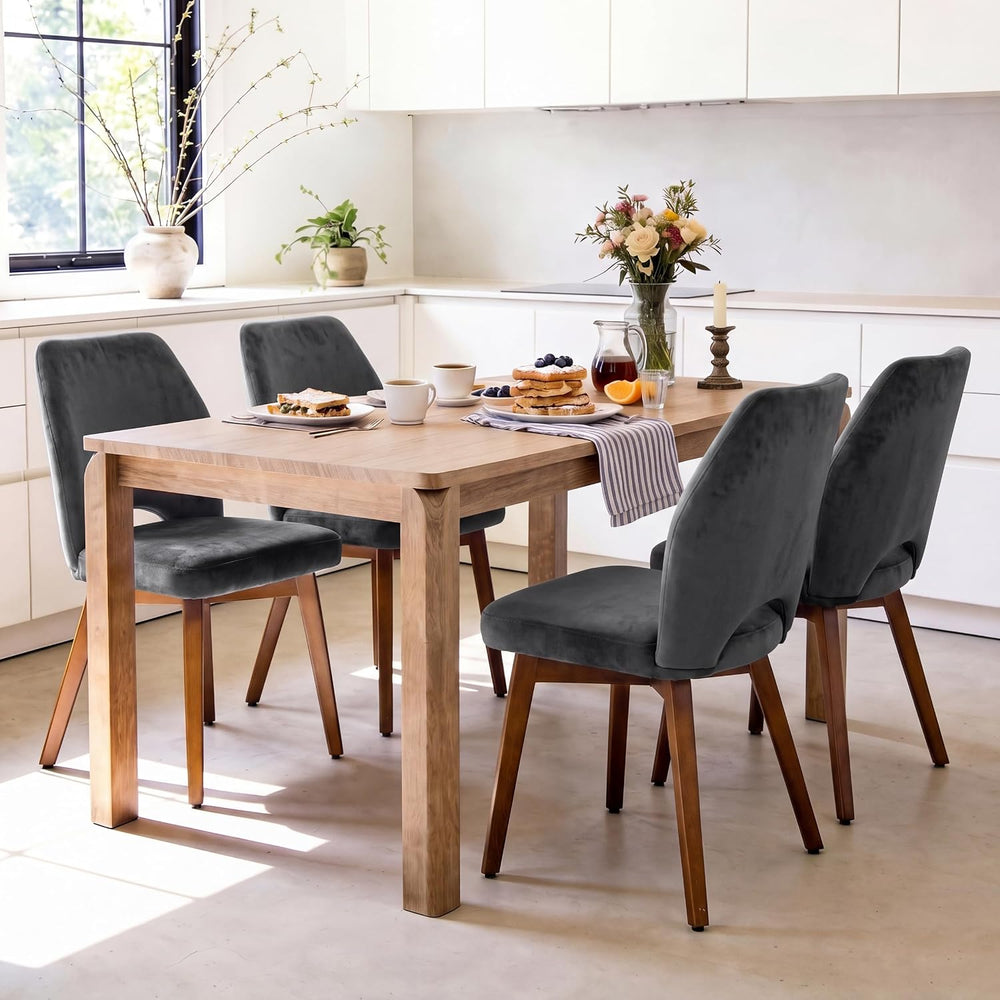 Dining Chairs Set of 4, Upholstered Kitchen Chairs, Grey