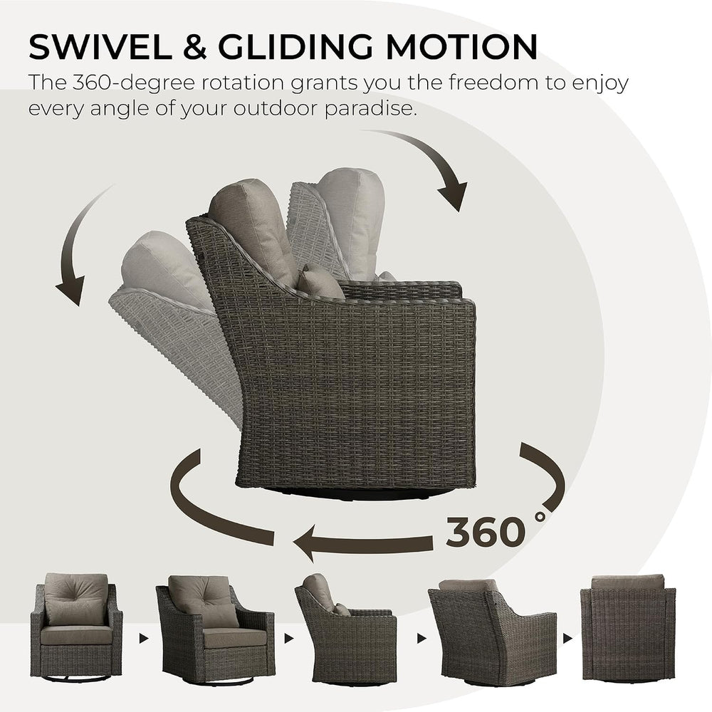 CHITA Patio Wicker Chair, 360° Rocking Swivel Outdoor Rattan Chair