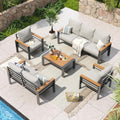 Aoxun Aluminum Patio Furniture Set 7 Seats, Grey
