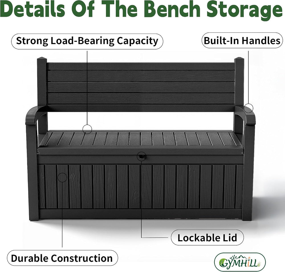 80 Gallon Outdoor Storage Bench,Waterproof Resin Deck Box with Seat