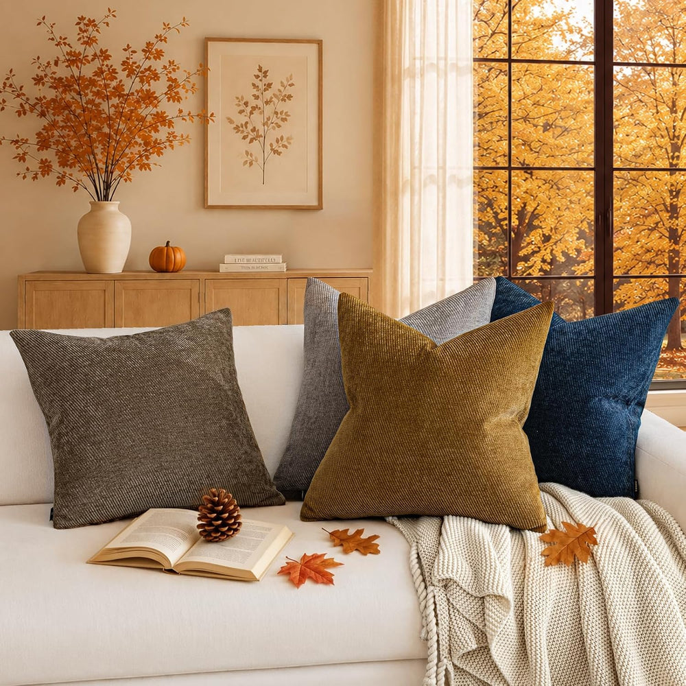 Fall Decorative Throw Pillow Covers Pack of 2,26x26 Inch Warm Brown
