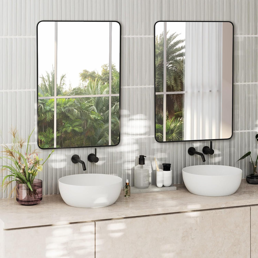 Delma Bathroom Vanity Mirror, Black Framed Mirror for Over Sink, 30x20