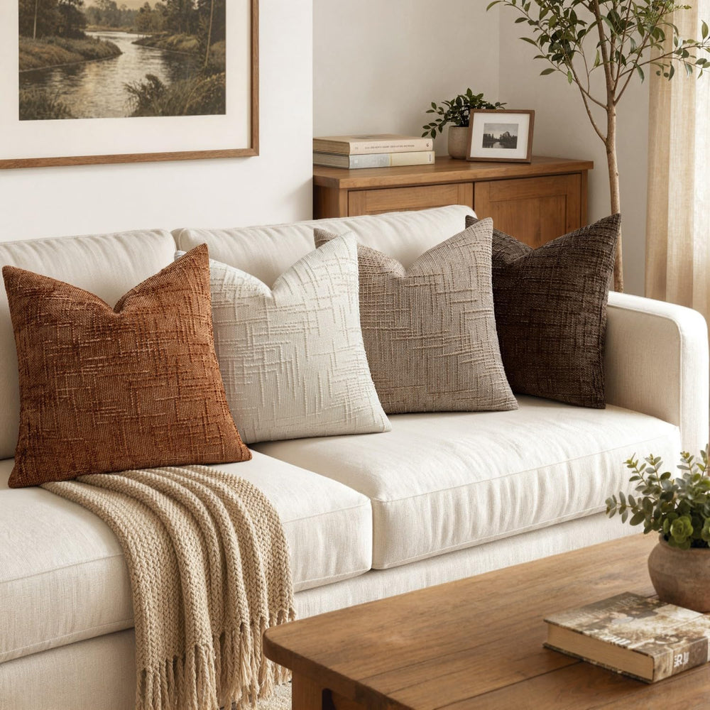 MIULEE Texture Chenille Decorative Throw Pillow Covers Brown 18x18