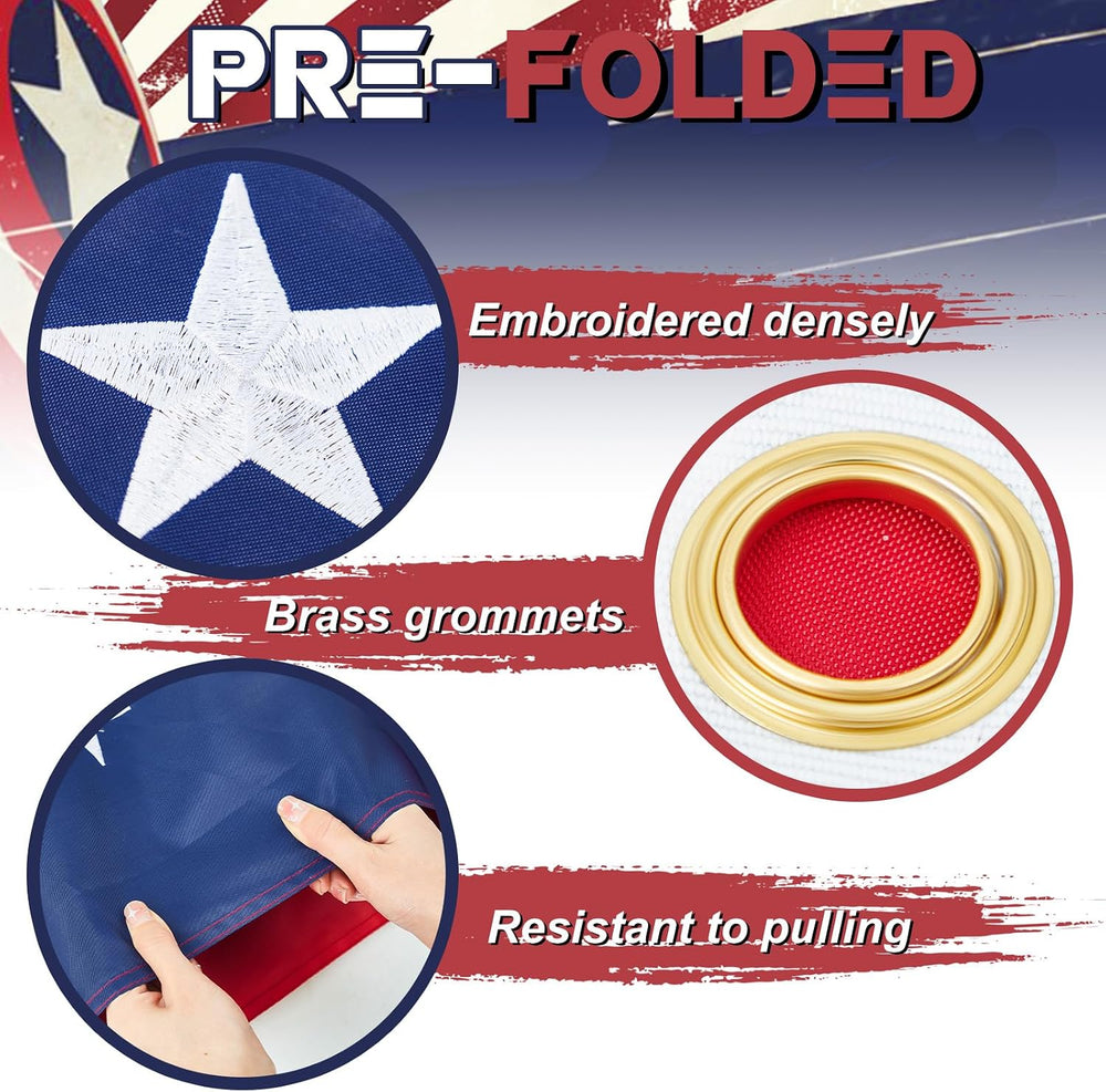 Mindsoft 1 Pcs 5 x 9.5 ft Folded Memorial American Flag