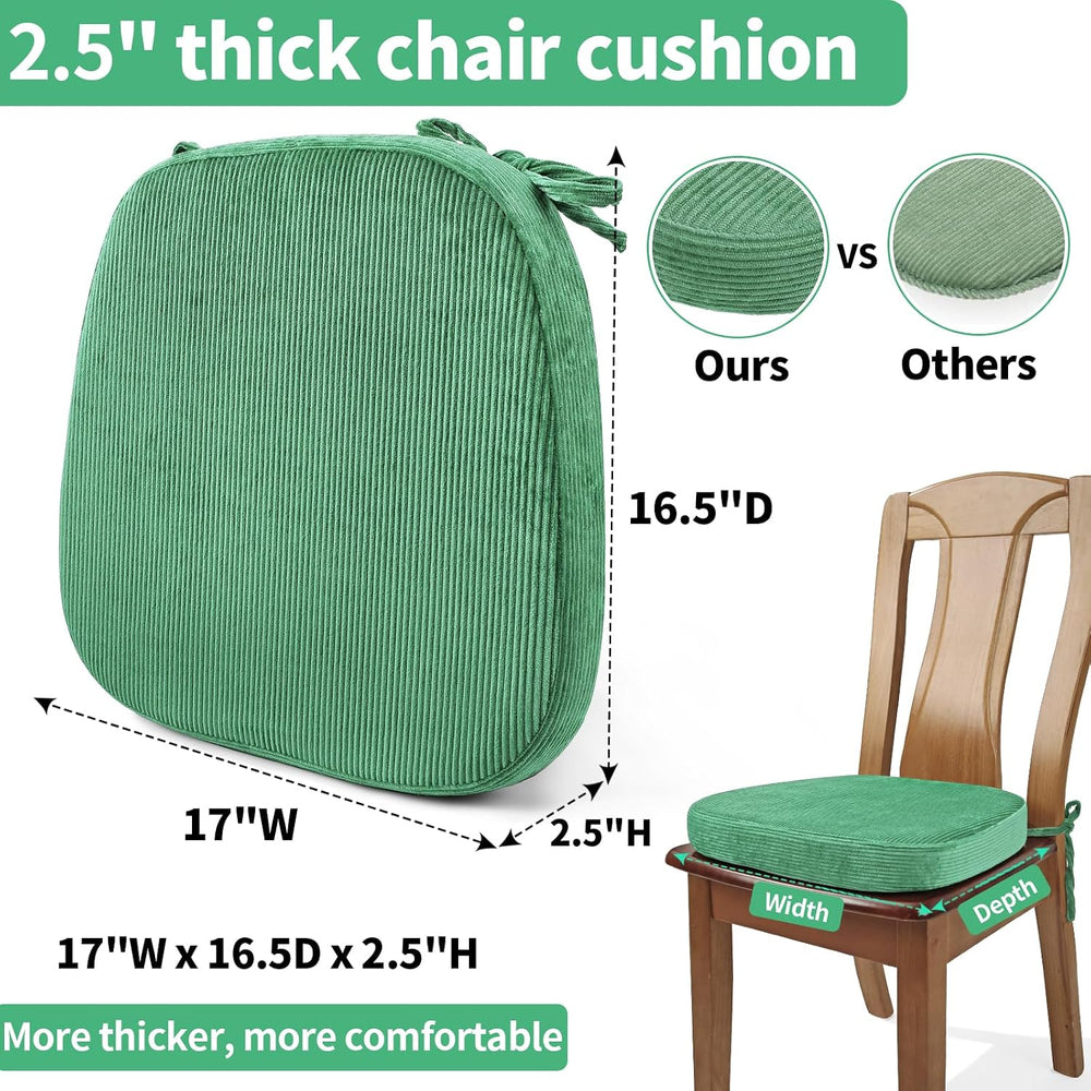 2.5" Thick Chair Cushions for Dining Chair, Corduroy Foam Kitchen Chair ...