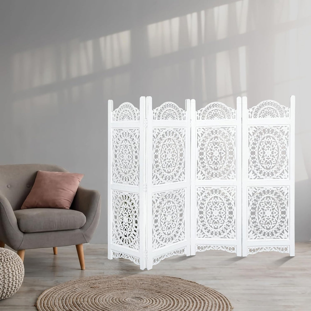 Lightnpro 4-Panel Wooden Room Divider 64x48, Preassembled Partition Screen