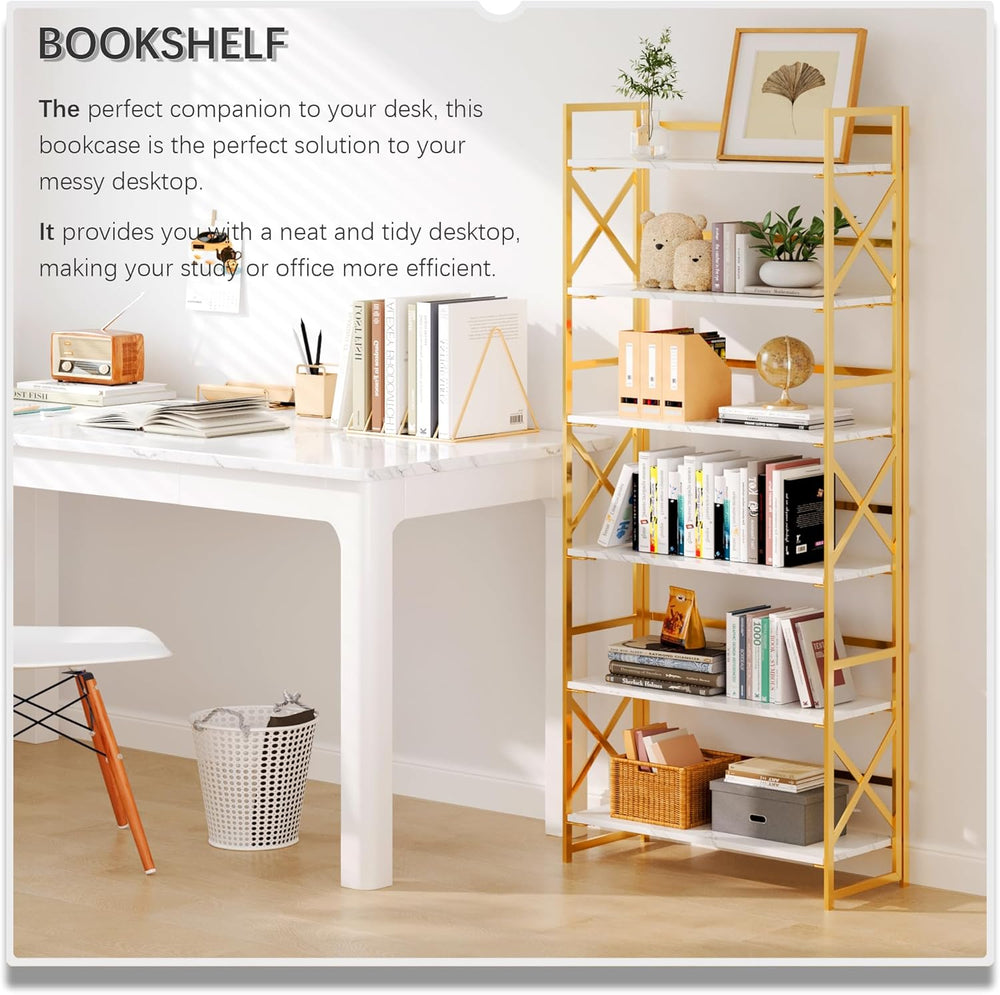 4NM 6 Tiers No Assembly Book Shelves, 61.8" H Folding Bookshelf Bookcase...
