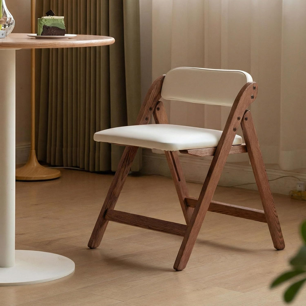 YESWOOD Oak Folding Dining Chairs with Cushion, Wood & Leather Dining Chair