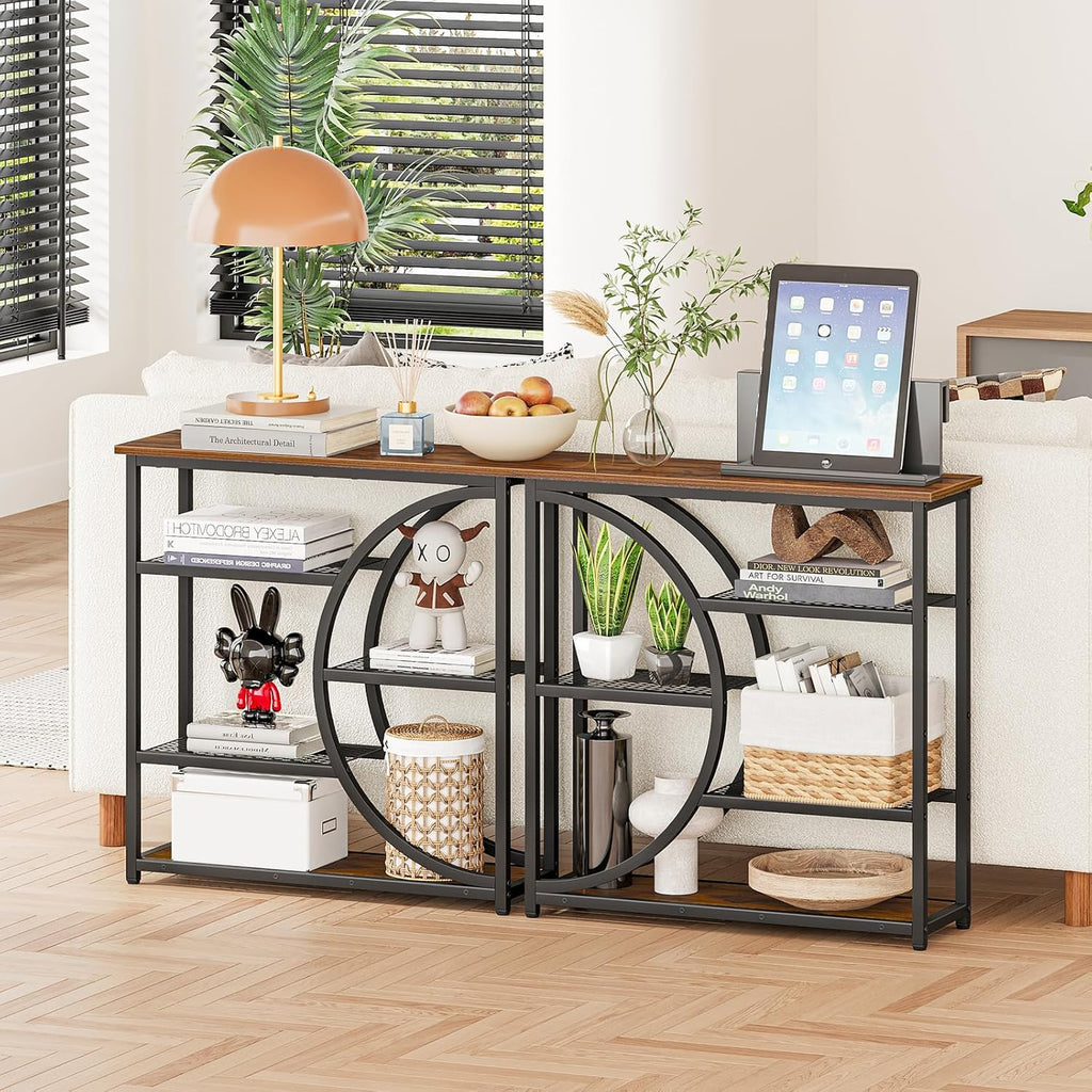 Snughome Entryway Table, Narrow Console Table, Industrial Sofa Table with 5 Tier Storage Shelves, Entrance Table for Hallway, Behind The Couch, Living Room, Foyer