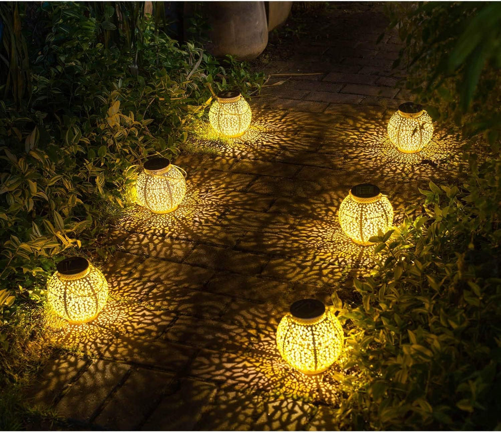 TAKE ME 2 Packs White Solar Lanterns Outdoor Waterproof Garden Laterns Metal ...