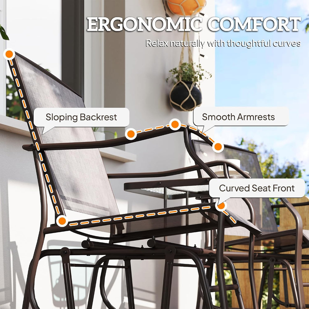 Outsunny Outdoor Glider Chair with Table 2-Seat Patio Loveseat Gray